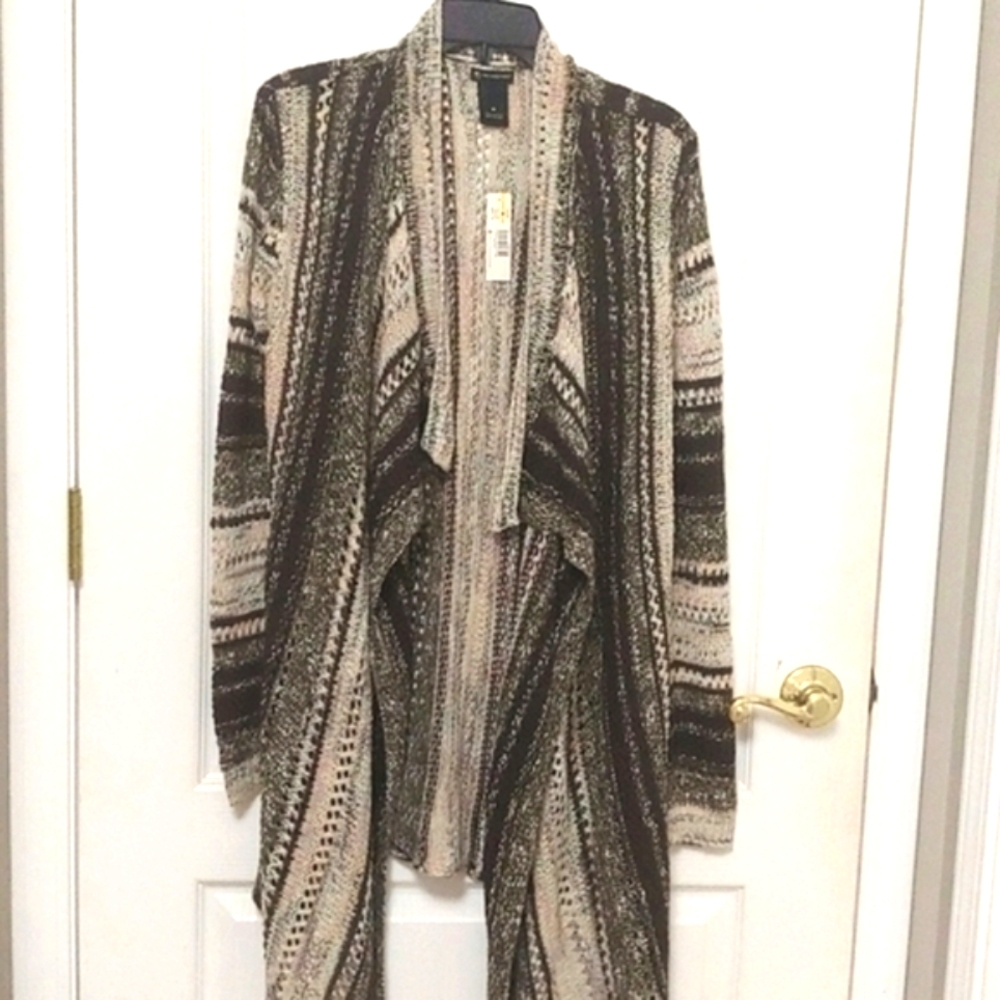 New Directions Open Front Long Draped Cardigan. Medium. NWT. Earthtones